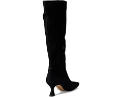 Sam Edelman Leigh Black Suede Squared Toe Spool Heel Knee High Fashion Boots