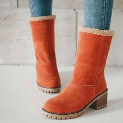 CLOUDEMO Winter Chunky Heel Round Toe Snow Seniors' Chunky Heel Winter Boots 6.5