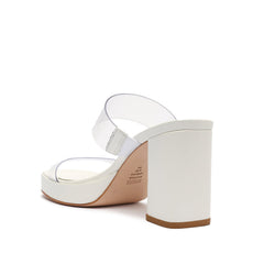 Schutz Platform White Open Toe Translucent Straps Block High Heel Sandal