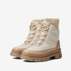 Sam Edelman Tabitha Moonbeam Lace Up Quilted Ribbed Cuff Combat Chunky Boots