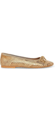 Steve Madden Blossoms Gold Snake Slip On Pointed Toe Bow Detail Ballet Flats
