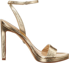 Sam Edelman Jade Gold Rounded Open Toe Stiletto Heeled Ankle Strap Dress Sandals