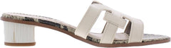 Sam Edelman Illie Bright White Leather Slip On Open Toe Heeled Slides Sandals