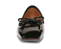 Circus By Sam Edelman Teresa Black Patent Bow Detail Vamp Square-Toe Ballet Flat