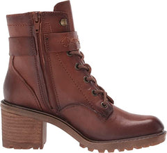 Zodiac Gemma Cognac Lace Up Block Heel Rounded Toe Buckle Combat Ankle Boots