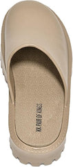 KK PAIR OF KINGS Heights Taupe Fashion Slip On Non-Slip Mule Clog Platform Sandals